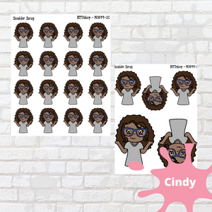 Shrug it Off Mollie, Cindy, and Lily Character Stickers