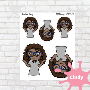 Shrug it Off Mollie, Cindy, and Lily Character Stickers