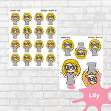 Load image into Gallery viewer, Shrug it Off Mollie, Cindy, and Lily Character Stickers
