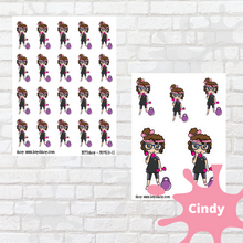 Load image into Gallery viewer, Workout Mollie, Cindy, and Lily Character Stickers
