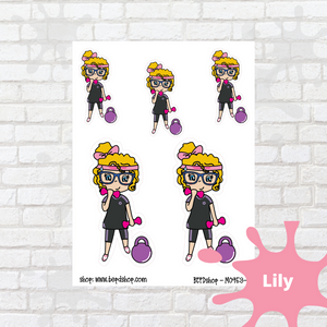 Workout Mollie, Cindy, and Lily Character Stickers