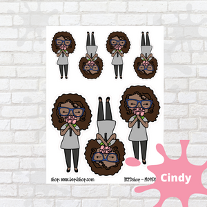 Stop and Smell the Flowers Mollie, Cindy, and Lily Character Stickers
