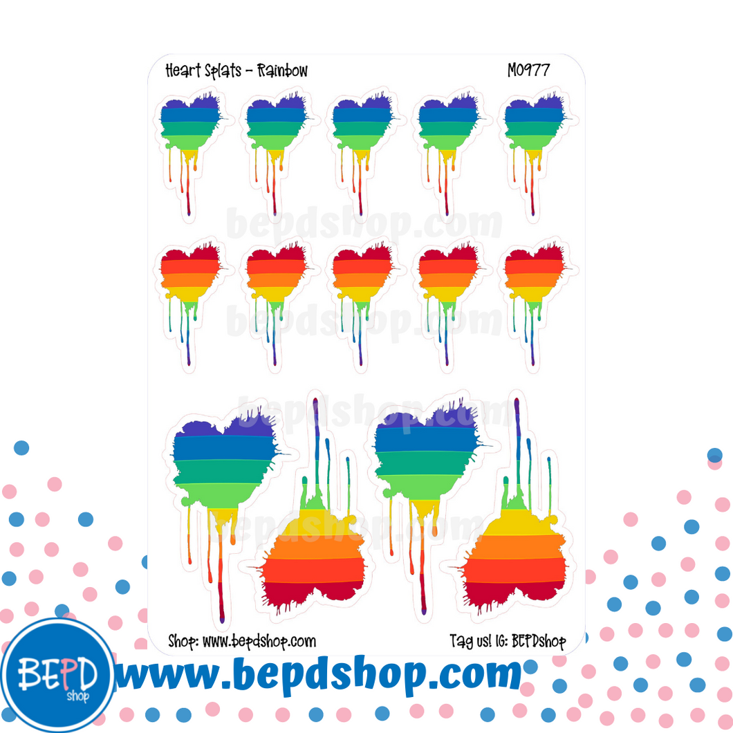 Rainbow Heart Splat Deco Stickers