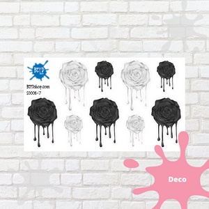 Monochrome Drippy AF Roses Deco Stickers