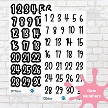 Load image into Gallery viewer, Black and White Background Number Date Covers for All Planners
