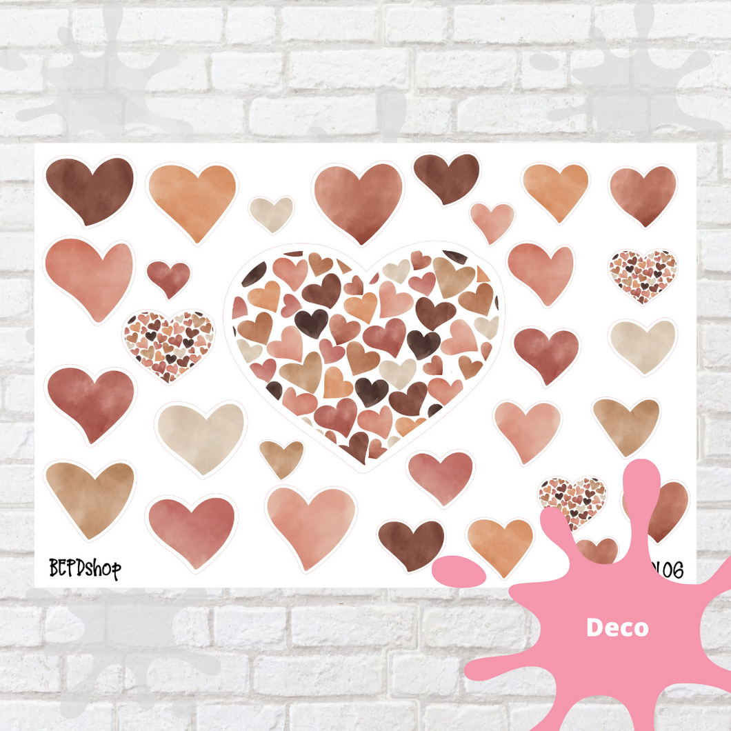 Hearts Watercolor Journaling Deco Stickers