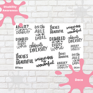 Disability Awareness Quotes Journaling Deco Stickers