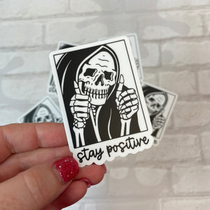 Stay Positive Skeleton 3 Inch Vinyl True Crime Sticker